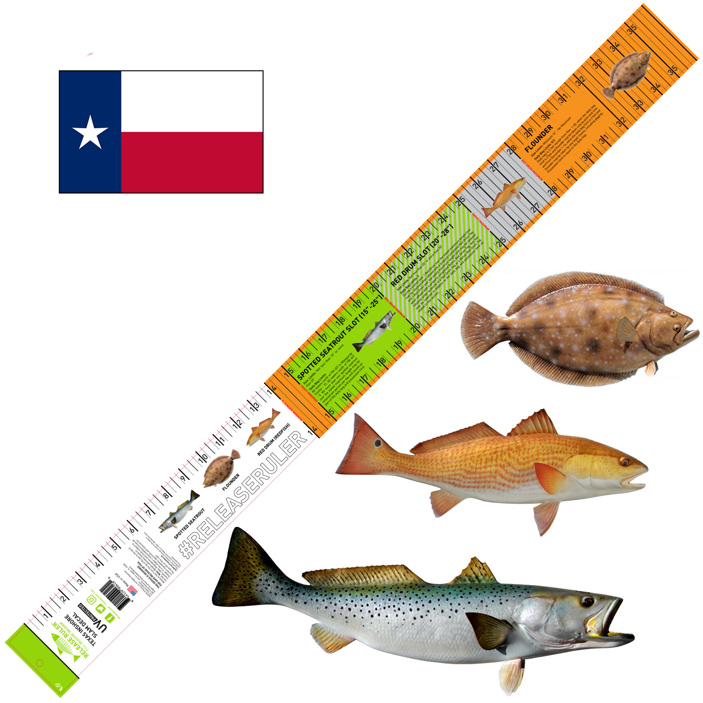 Texas Inshore Slam Ruler – Decal – Release Ruler
